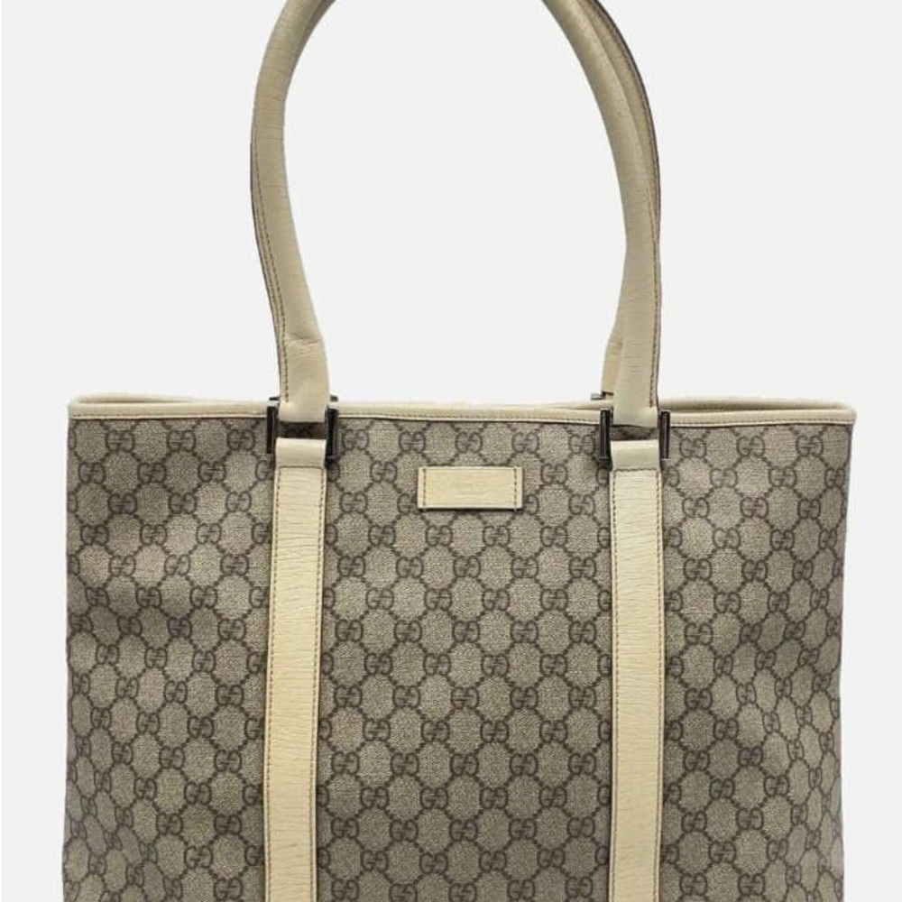 Gucci Beige and Cream Monogram Tote